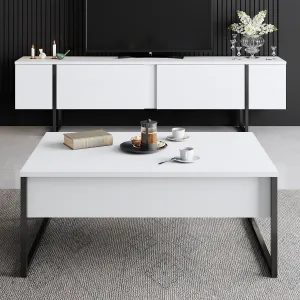 Living Room Furniture Set Luxe Set - White, Black