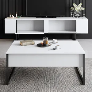 Living Room Furniture Set Luxe Set - White, Black