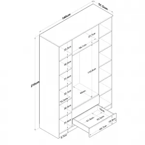 Kalune Design Šatní skříň BA 112 140 cm ořech/bílá