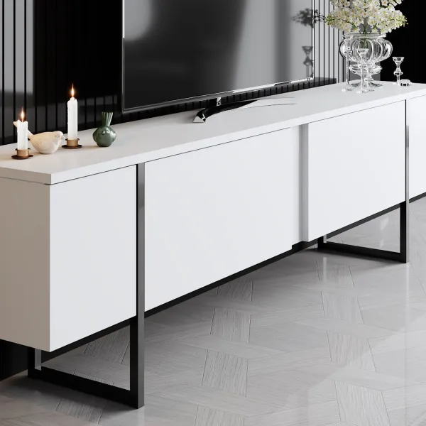 Living Room Furniture Set Luxe Set - White, Black