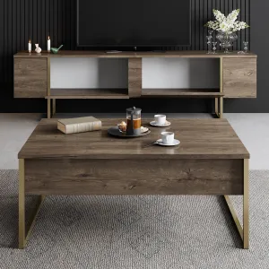 Kalune Design Sada nábytku do obývacího pokoje Luxe ořech/zlatá II