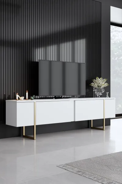 Living Room Furniture Set Luxe - White, Gold