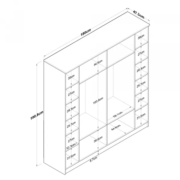 Kalune Design Šatní skříň BA 114 180 cm ořech/bílá
