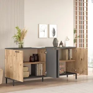 Kalune Design Sada nábytku do obývacího pokoje RI6 borovice Atlantic/antracit