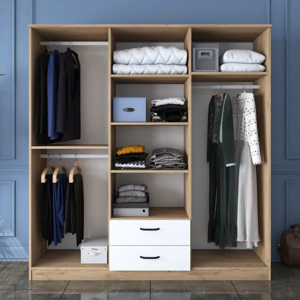 Kalune Design Šatní skříň BA 115 180 cm ořech/bílá