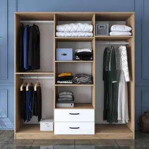 Kalune Design Šatní skříň BA 115 180 cm ořech/bílá