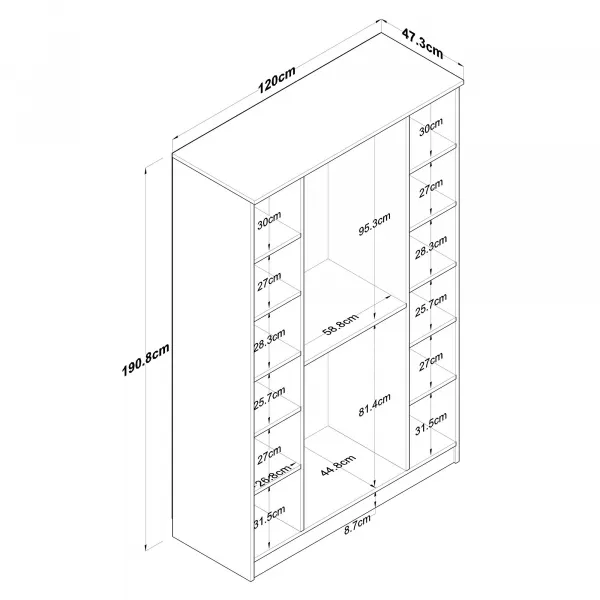 Kalune Design Šatní skříň BA 116 120 cm ořech/bílá