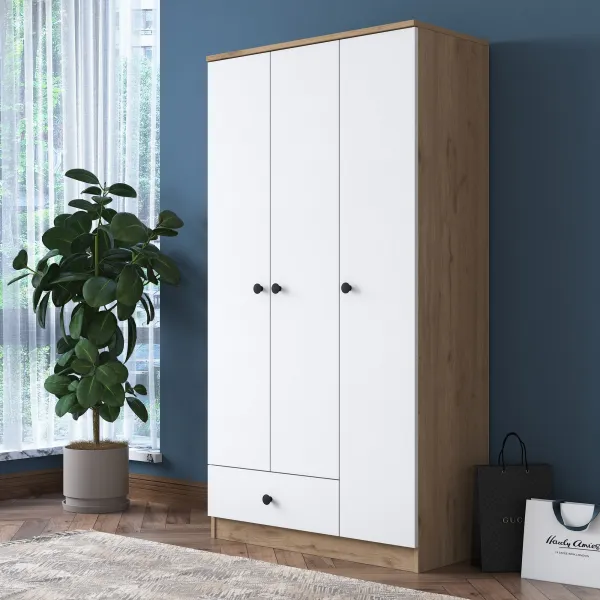 Kalune Design Šatní skříň BA 117 90 cm ořech/bílá
