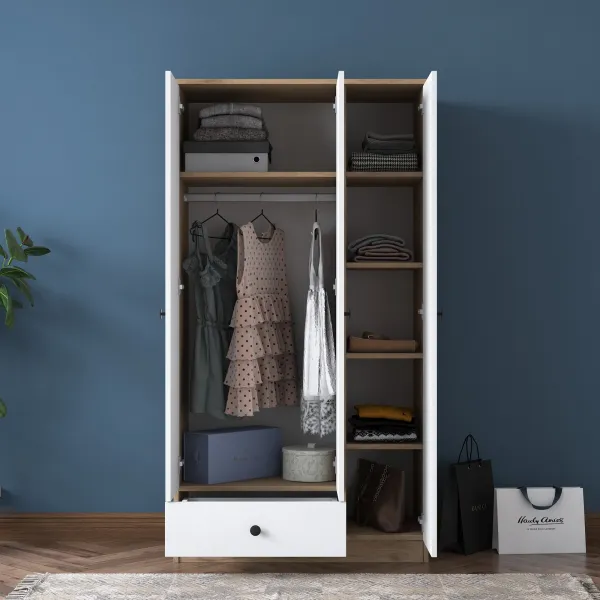 Kalune Design Šatní skříň BA 117 90 cm ořech/bílá