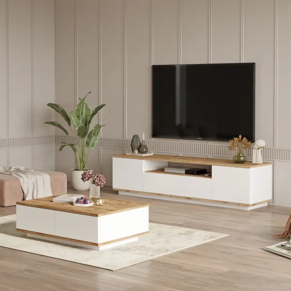 Kalune Design Sada nábytku do obývacího pokoje Fr 17 borovice Atlantic/bílá