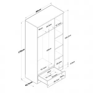 Kalune Design Šatní skříň BA 117 90 cm ořech/bílá