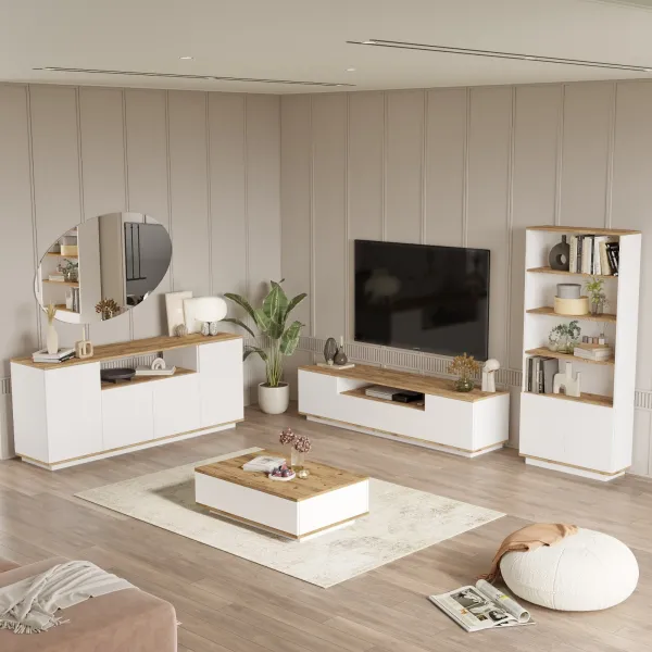 Kalune Design Sada nábytku do obývacího pokoje Fr 19 borovice Atlantic/bílá