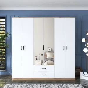 Kalune Design Šatní skříň BA 130 210 cm se zrcadlem ořech/bílá