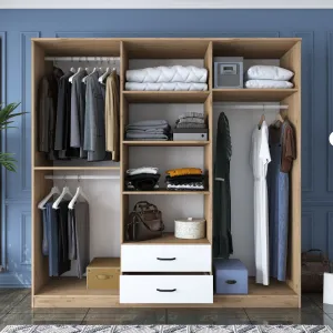 Kalune Design Šatní skříň BA 130 210 cm se zrcadlem ořech/bílá