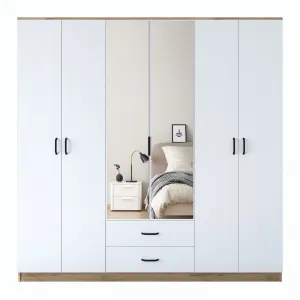 Kalune Design Šatní skříň BA 130 210 cm se zrcadlem ořech/bílá