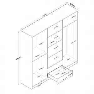 Kalune Design Šatní skříň BA 130 210 cm se zrcadlem ořech/bílá