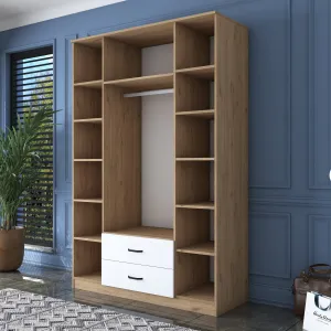 Kalune Design Šatní skříň BA 131 140 cm se zrcadlem ořech/bílá