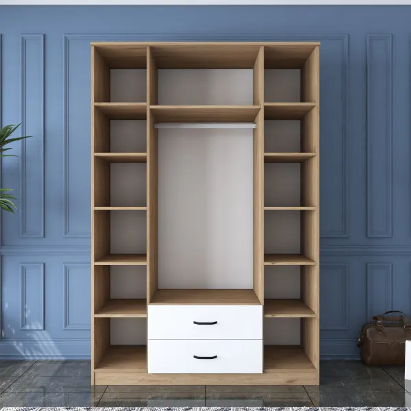Kalune Design Šatní skříň BA 131 140 cm se zrcadlem ořech/bílá