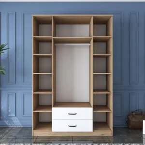 Kalune Design Šatní skříň BA 131 140 cm se zrcadlem ořech/bílá