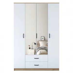 Kalune Design Šatní skříň BA 131 140 cm se zrcadlem ořech/bílá