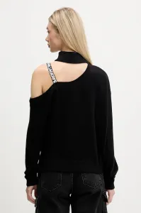 Bavlnený sveter Karl Lagerfeld Jeans čierna farba, s polorolákom, A4W18019