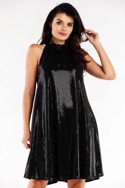 Awama Woman's Dress A563 Black/Dots