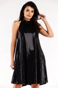 Awama Woman's Dress A563 Black/Dots