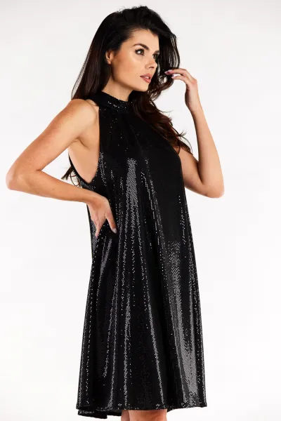 Awama Woman's Dress A563 Black/Dots