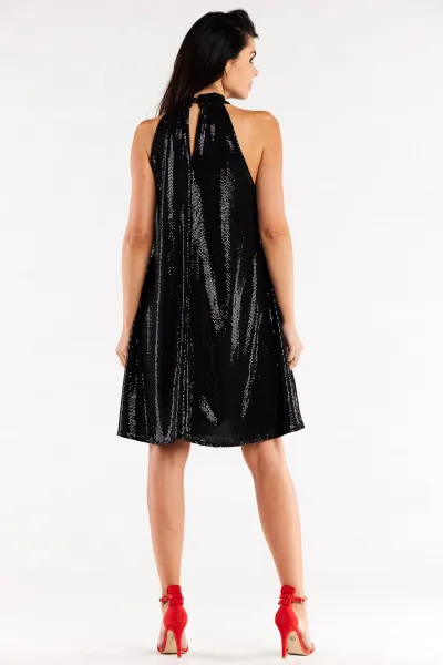 Awama Woman's Dress A563 Black/Dots