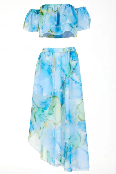 Awama Woman's Skirt A512 Blue/Pattern