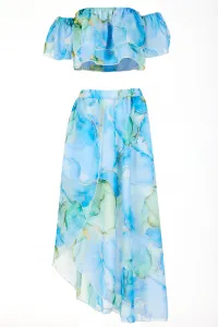 Awama Woman's Skirt A512 Blue/Pattern