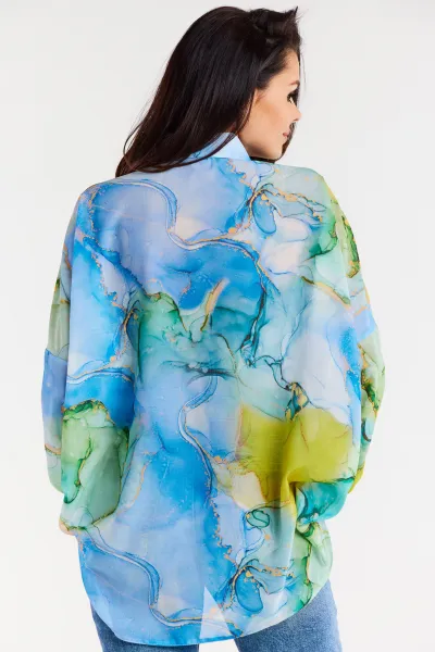 Awama Woman's Shirt A513 Blue/Pattern