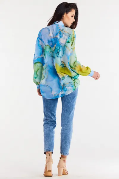 Awama Woman's Shirt A513 Blue/Pattern