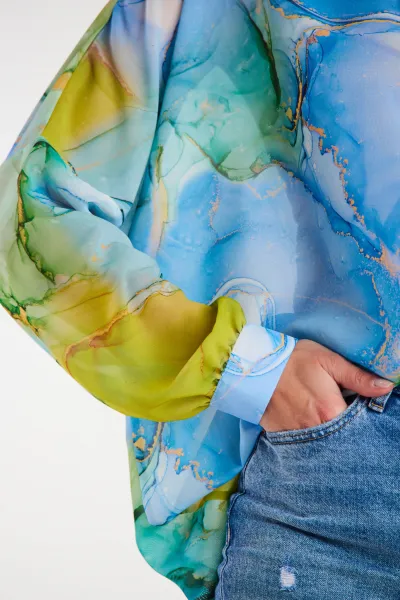 Awama Woman's Shirt A513 Blue/Pattern