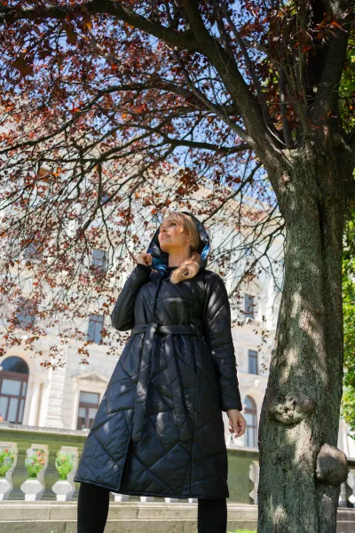 Awama Woman's Coat A686 Navy Blue