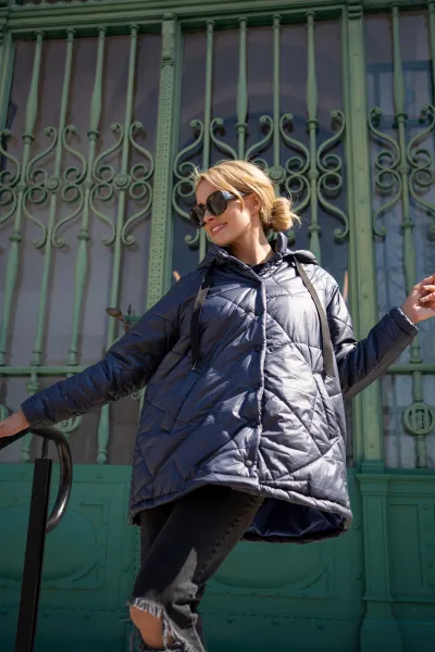 Awama Woman's Jacket A687 Navy Blue