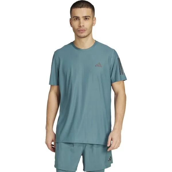 adidas OWN THE RUN TEE Pánske bežecké tričko, tmavo zelená, veľkosť