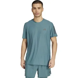 adidas OWN THE RUN TEE Pánske bežecké tričko, tmavo zelená, veľkosť