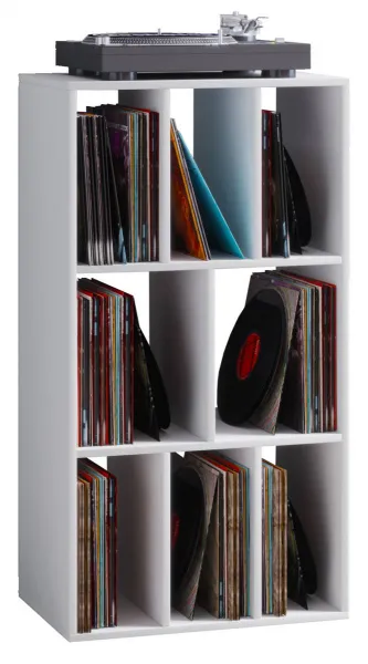 VCM Regál na vinylové desky Schaltino, bílý