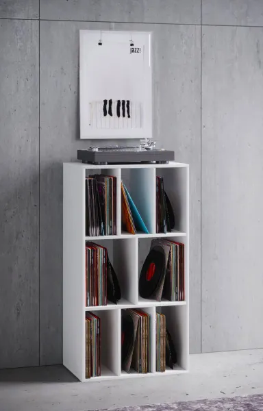 VCM Regál na vinylové desky Schaltino, bílý