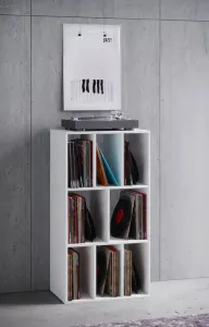 VCM Regál na vinylové desky Schaltino, bílý