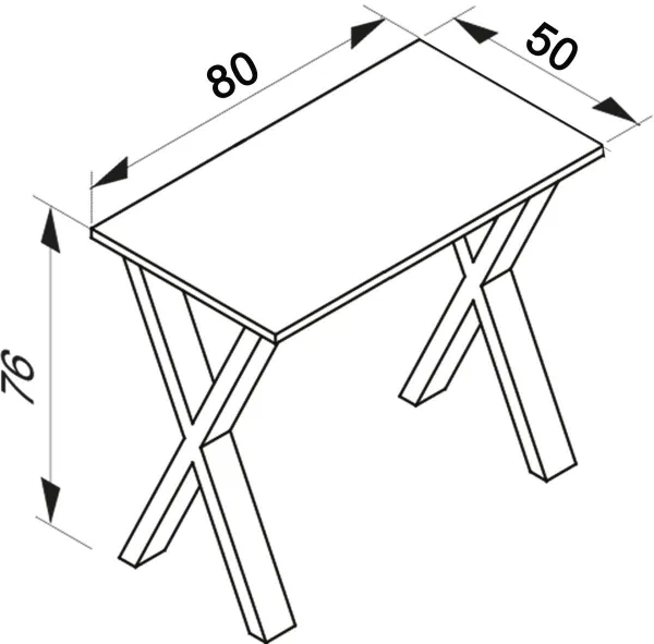 VCM Stůl Lona 80x50 X-nohy, dub sonoma