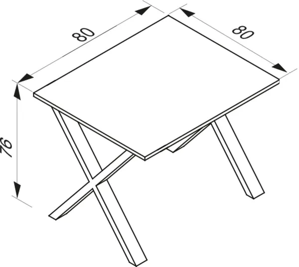 VCM Stůl Lona 80x80 X-stopy, antracit