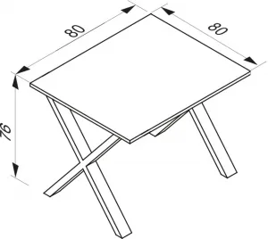VCM Stůl Lona 80x80 X-stopy, antracit