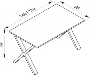 VCM Stůl Lona 160x80 X-stopy, antracit