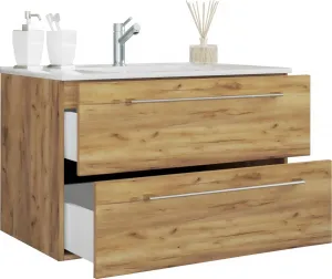 VCM 2dílná umyvadlová skříňka Badinos 2 zásuvky 80 cm, dub medový