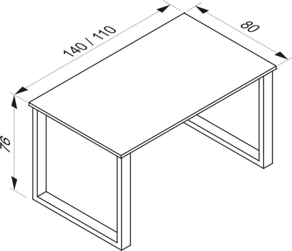 VCM Stůl Lona 110x80 U-nohy, bílý