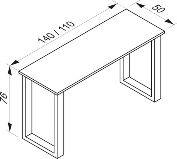 VCM Stůl Lona 110x50 U-nohy, antracit