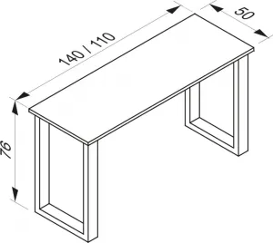 VCM Stůl Lona 110x50 U-nohy, antracit