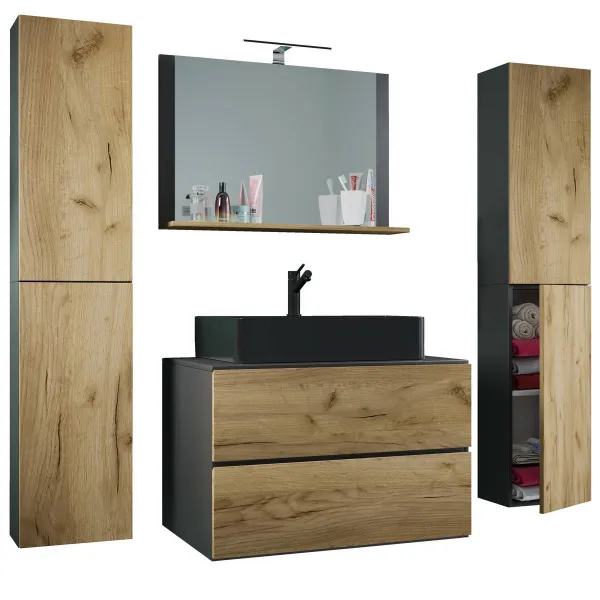 VCM Koupelnová sestava Lendas BL XL 80 cm, antracit / dub